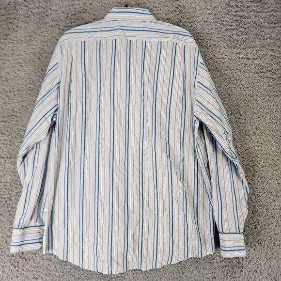 Lacoste Shirt Mens 44 Blue Striped Long Sleeve Button Up - Picture 9 of 10
